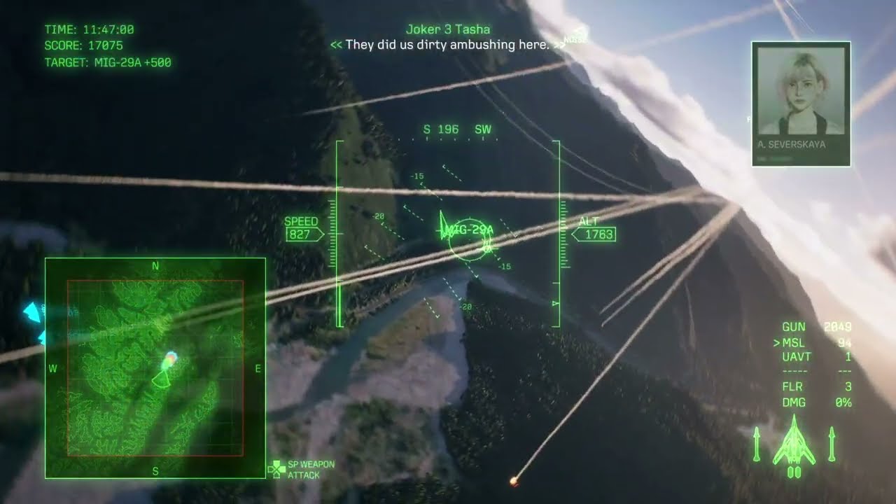 皇牌空战8希孚之翼空战画面左下角显示ATTACK僚机攻击指令