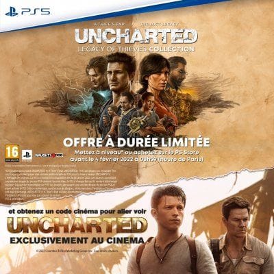 BON PLAN sur Uncharted: Legacy of Thieves Collection, un jeu acheté, une place pour le film Uncharted offerte !