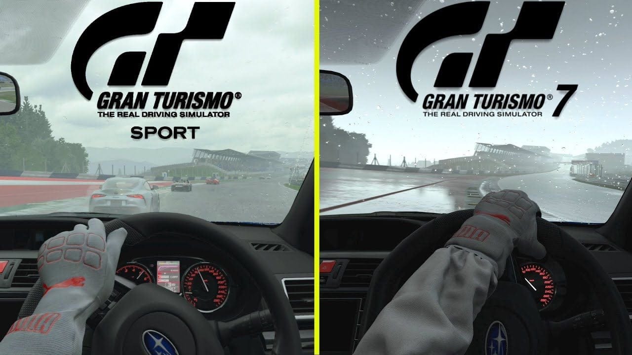 Gran Turismo 7 vs GT Sport Rain Effect PS5 Graphics Comparison - Impreza  WRX STI '14 / Red