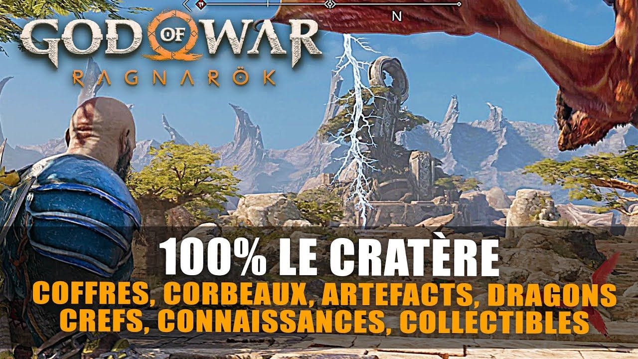 God Of War Ragnarök : 100% LE CRATÈRE - Coffres, Dragon, Corbeaux, Artefact ... (Guide Collectibles)