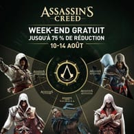 Assassin's Creed : 5 jeux jouables gratuitement ce week-end et jusqu'à 75 % de réduction sur toute la licence