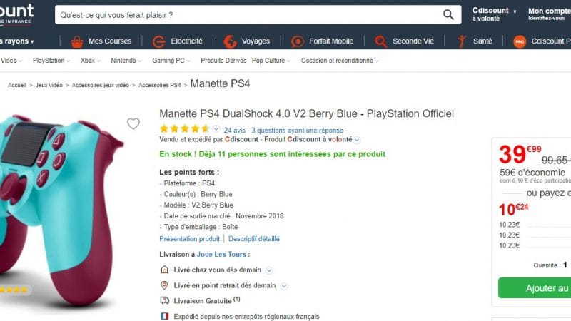 Bon plan Dualshock à 40€