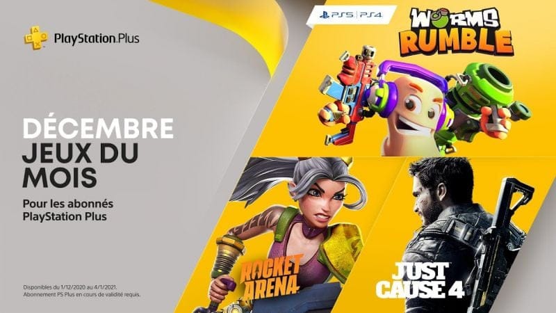 PlayStation Plus | Décembre 2020 | Worms Rumble, Just Cause 4 et Rocket Arena | PS5, PS4