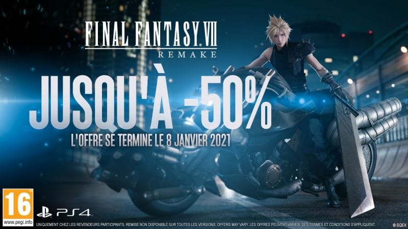 Final Fantasy VII Remake jusqu'à -50% sur le PlayStation Store
