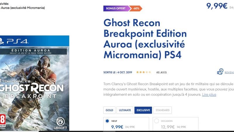 [PROMO] Ghost Recon Breakpoint à moins de 10€