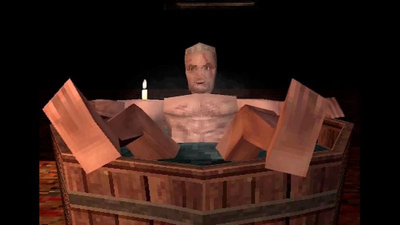 The Witcher 3 : la scène du bain avec Geralt de Riv recréée avec des graphismes de PS1