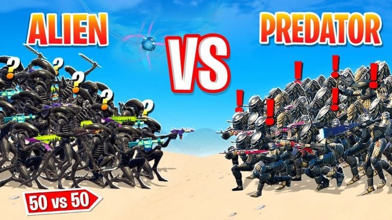 50 BOSS ALIENS vs 50 PREDATORS ! (Evènement Délire Fortnite Saison 5)