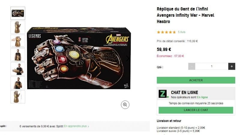 [PROMO] le gant de Thanos chez Zavvi à 60€