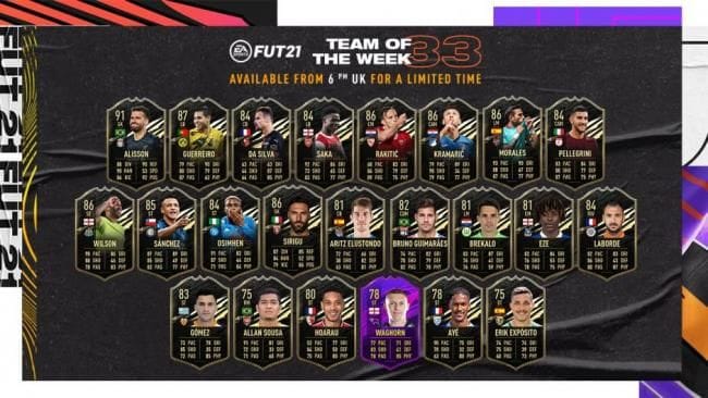 FIFA 21 : TOTW 33 : Alisson, Guerreiro et Wilson brillent - FIFA 21 - GAMEWAVE