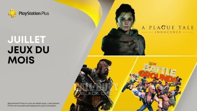 PlayStation Plus | Juillet 2021 | Call of Duty: BO4, WWE 2K Battlegrounds, A Plague Tale: Innoncence