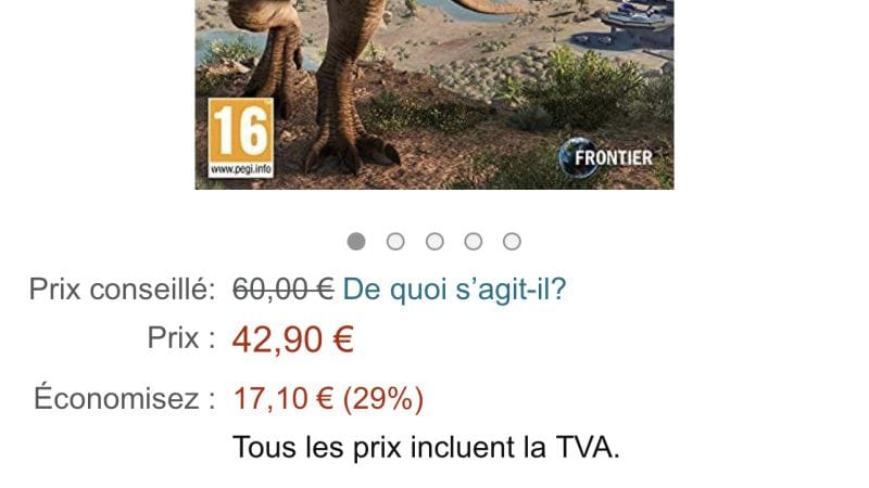 Belle offre Jurassic world evolution sur Amazon