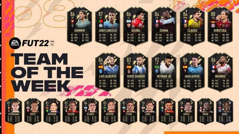 FIFA 22, FUT 22 - TOTW #8 : la huitième Équipe de la semaine dévoilée