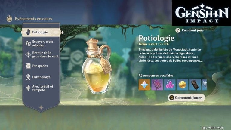 Genshin Impact, "Potiologie" : 420 primo-gemmes gratuites pendant une durée limitée, notre guide