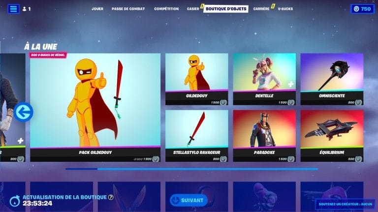 Fortnite, boutique du jour 2 mars 2022