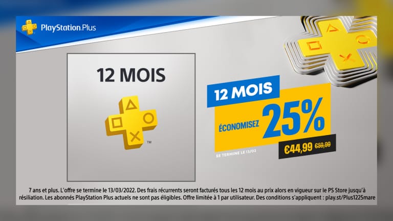 PlayStation Plus : l'abonnement 12 mois à -25% jusqu'au 13 mars !