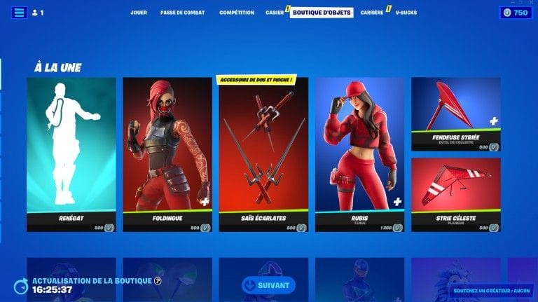 Fortnite, boutique du jour 13 avril 2022