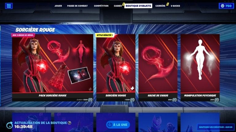 Fortnite, boutique du jour 6 mai 2022