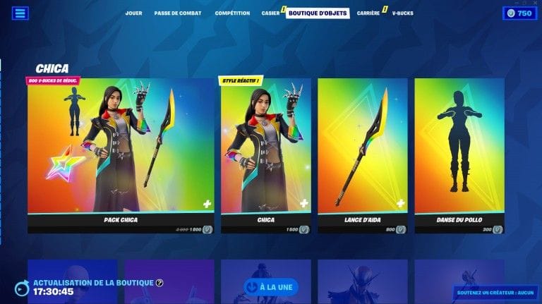 Fortnite, boutique du jour 8 mai 2022