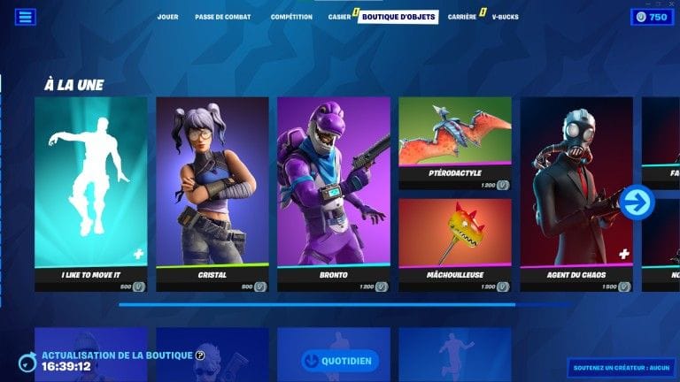 Fortnite, boutique du jour 10 mai 2022