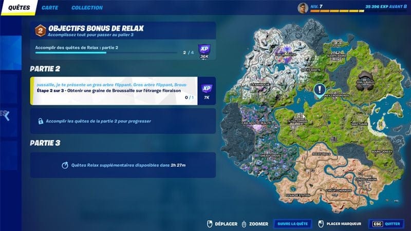 Obtenir une graine de Broussaille sur l'étrange floraison dans Fortnite, défi saison 3, chapitre 3