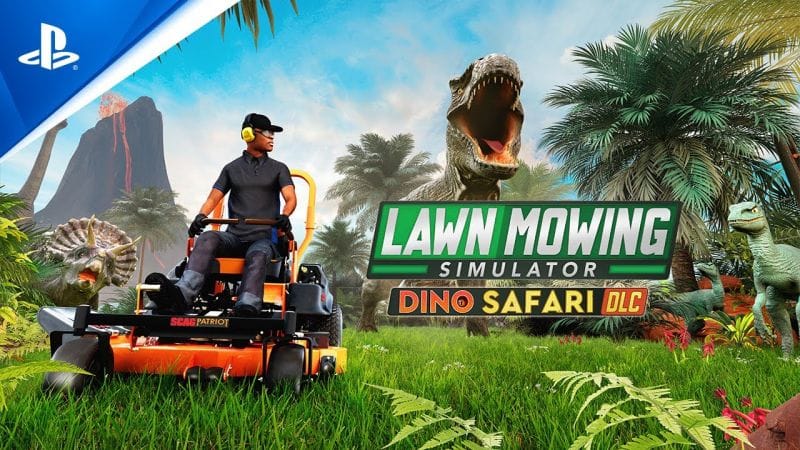 Lawn Mowing Simulator – Dino Safari DLC Launch Trailer | PS5 & PS4 Games