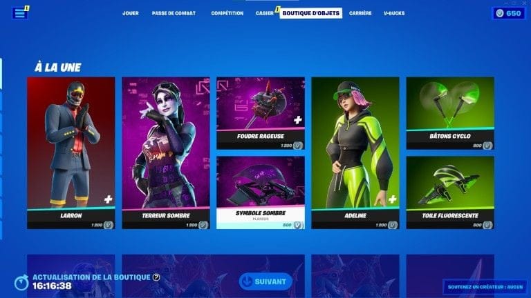 Fortnite : boutique du jour 23 juin 2022