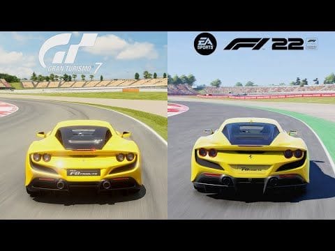 F1 22 Vs Gran Turismo 7 - Comparison Ferrari F8 Tributo & Circuit de Barcelona-Catalunya [4K PS5]