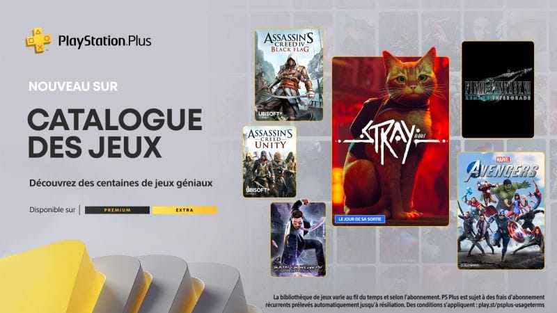 Jeux du Catalogue des jeux PlayStation Plus pour juillet : Stray, Final Fantasy VII Remake Intergrade, Marvel’s Avengers