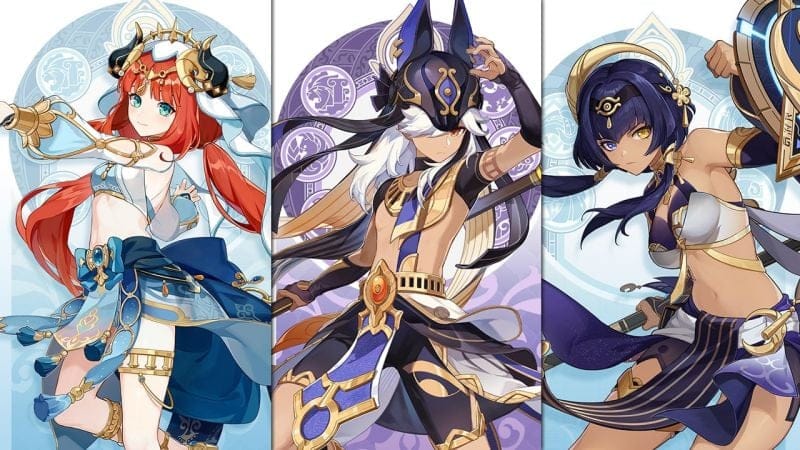 Genshin Impact : Cyno, Nilou et Candace seront les personnages de la 3.1, voici leurs portraits