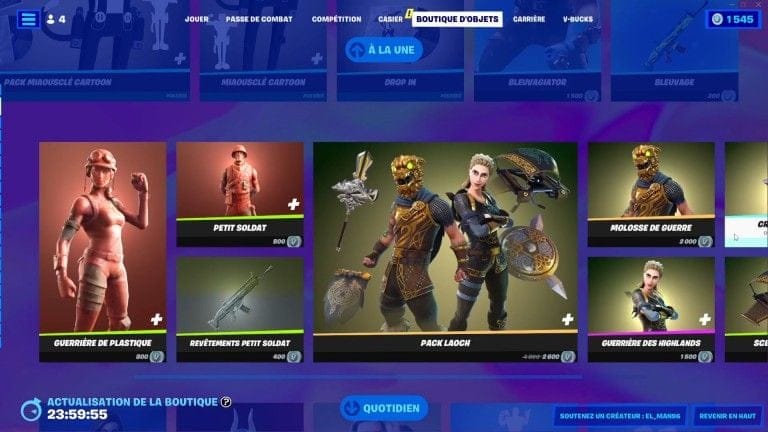 Fortnite : boutique du jour 16 septembre 2022