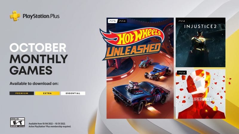 PlayStation Plus Monthly Games for October: Hot Wheels Unleashed, Injustice 2, Superhot