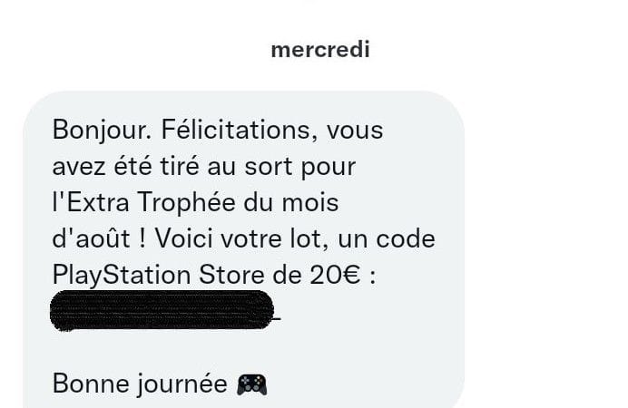 Extra Trophée du mois d'août : lot de 20€ gagné