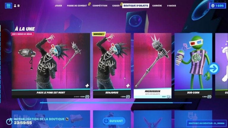 Fortnite : boutique du jour 27 octobre 2022