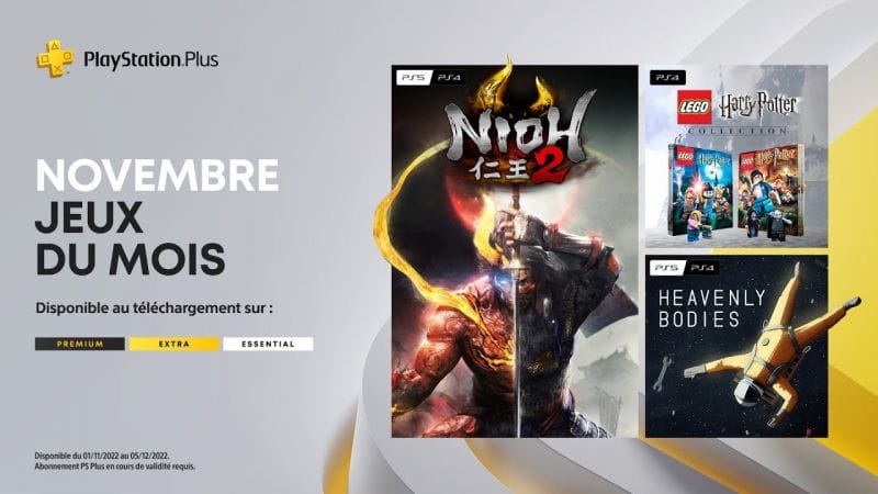 PlayStation Plus - Novembre 2022 - Nioh 2, LEGO Harry Potter Collection et Heavenly Bodies