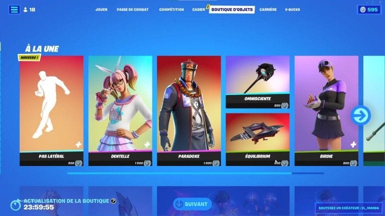 Fortnite : boutique du jour 5 novembre 2022