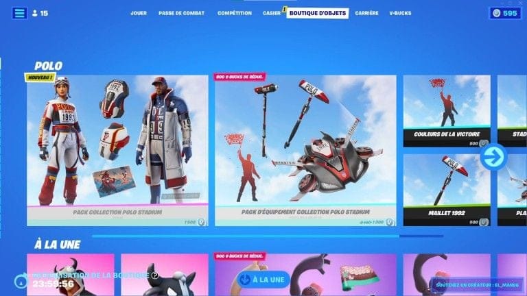 Fortnite : boutique du jour 6 novembre 2022