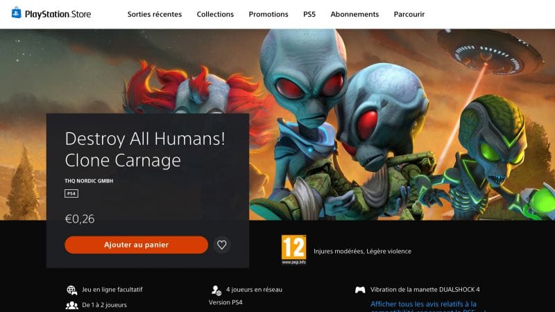 Destroy all humans Clone Carnage à 0,26€!
