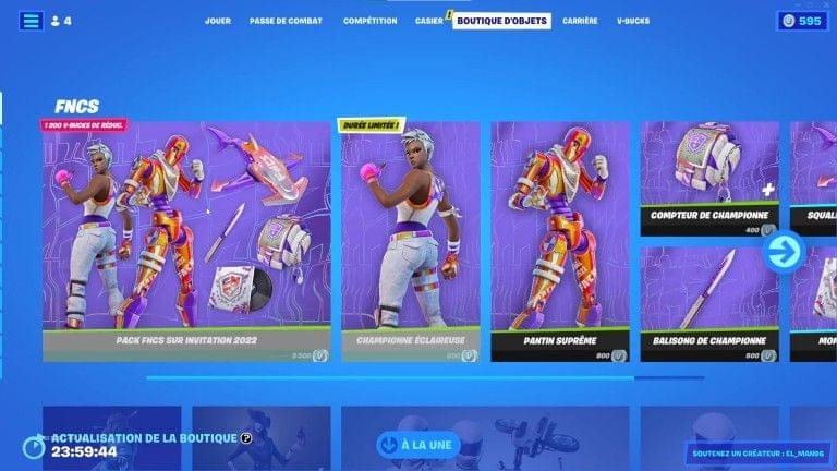 Fortnite : boutique du jour 10 novembre 2022