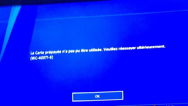 La carte prépayée n’a pas pu être utiliser. Veillez réessayer ultérieurement.