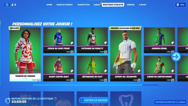 Fortnite : boutique du jour 22 novembre 2022