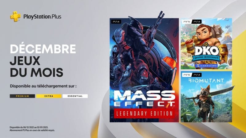 PlayStation Plus - Décembre 2022 - Mass Effect Édition Légendaire, Biomutant, Divine Knockout