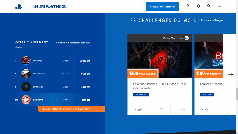 Les challenges du mois sont disponibles