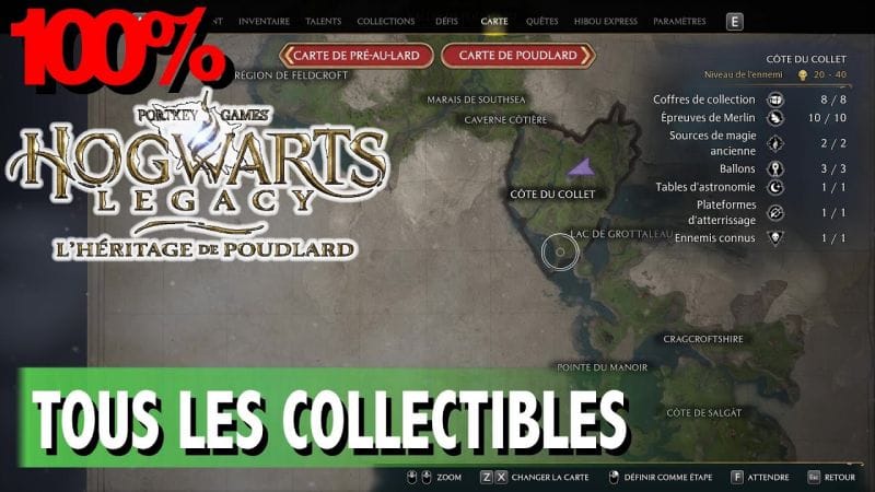 CÔTE DU COLLET - TOUS LES COLLECTIBLES COFFRE / PAGE / STATUE ... - HOGWARTS LEGACY