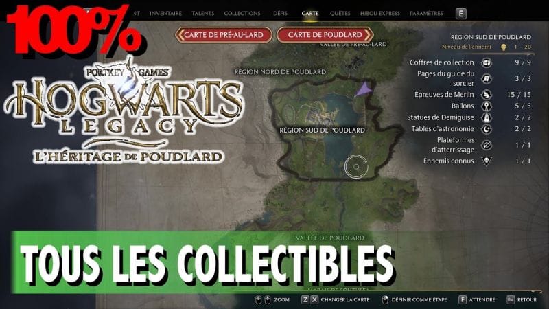 RÉGION SUD DE POUDLARD - TOUS LES COLLECTIBLES COFFRE / PAGE / STATUE ... - HOGWARTS LEGACY