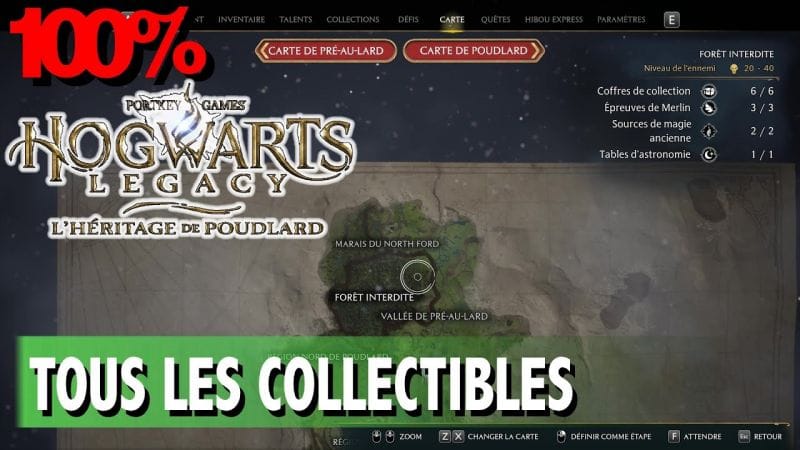 FORÊT INTERDITE - TOUS LES COLLECTIBLES COFFRE / PAGE / STATUE - HOGWARTS LEGACY