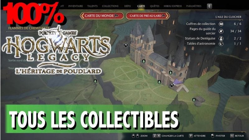 L'AILE DU CLOCHER - TOUS LES COLLECTIBLES COFFRE / PAGE / STATUE  - HOGWARTS LEGACY