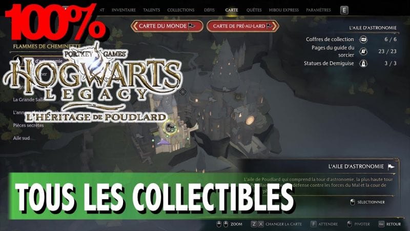 L'AILE D'ASTRONOMIE - TOUS LES COLLECTIBLES COFFRE / PAGE / STATUE  - HOGWARTS LEGACY