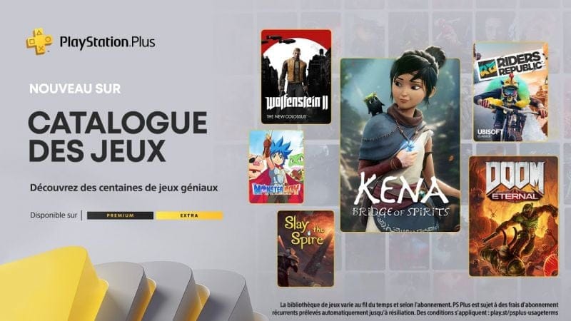 PlayStation Plus Extra - Avril 2023 - Kena, Doom Eternal, Riders Republic, Wolfenstein II, etc.
