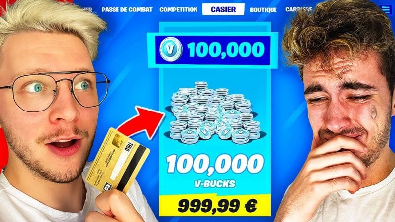 J'ai acheté 100 000 Vbucks avec la CARTE de Théo ! (Il pleure...)