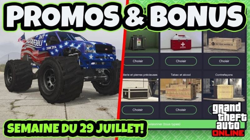 PROMOS & BONUS DU 29 JUIN AU 5 JUILLET 2023 SUR GTA ONLINE!